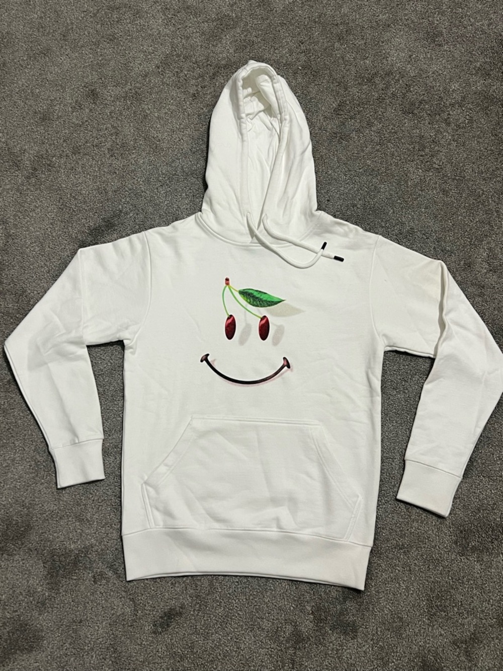 Arket White Pullover Hoodie with Yellow Label